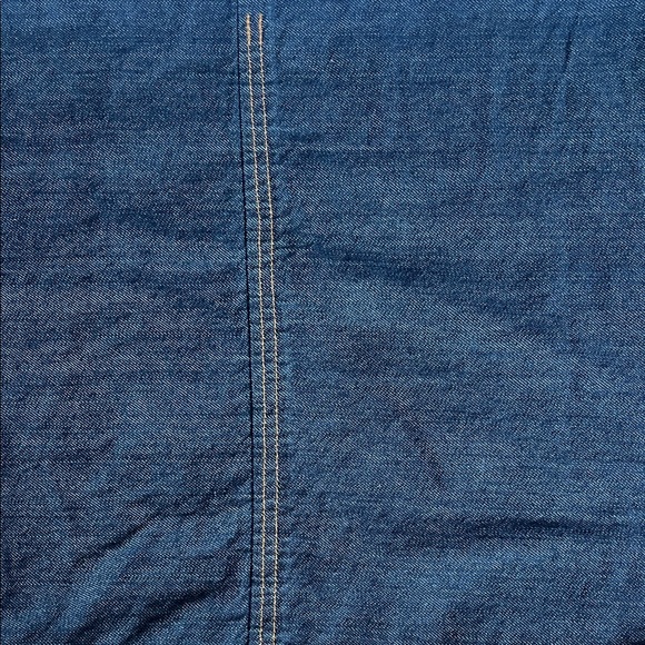 Denim Perry Ellis Queen box pleat dust ruffle. 14” drop. - Picture 1 of 2